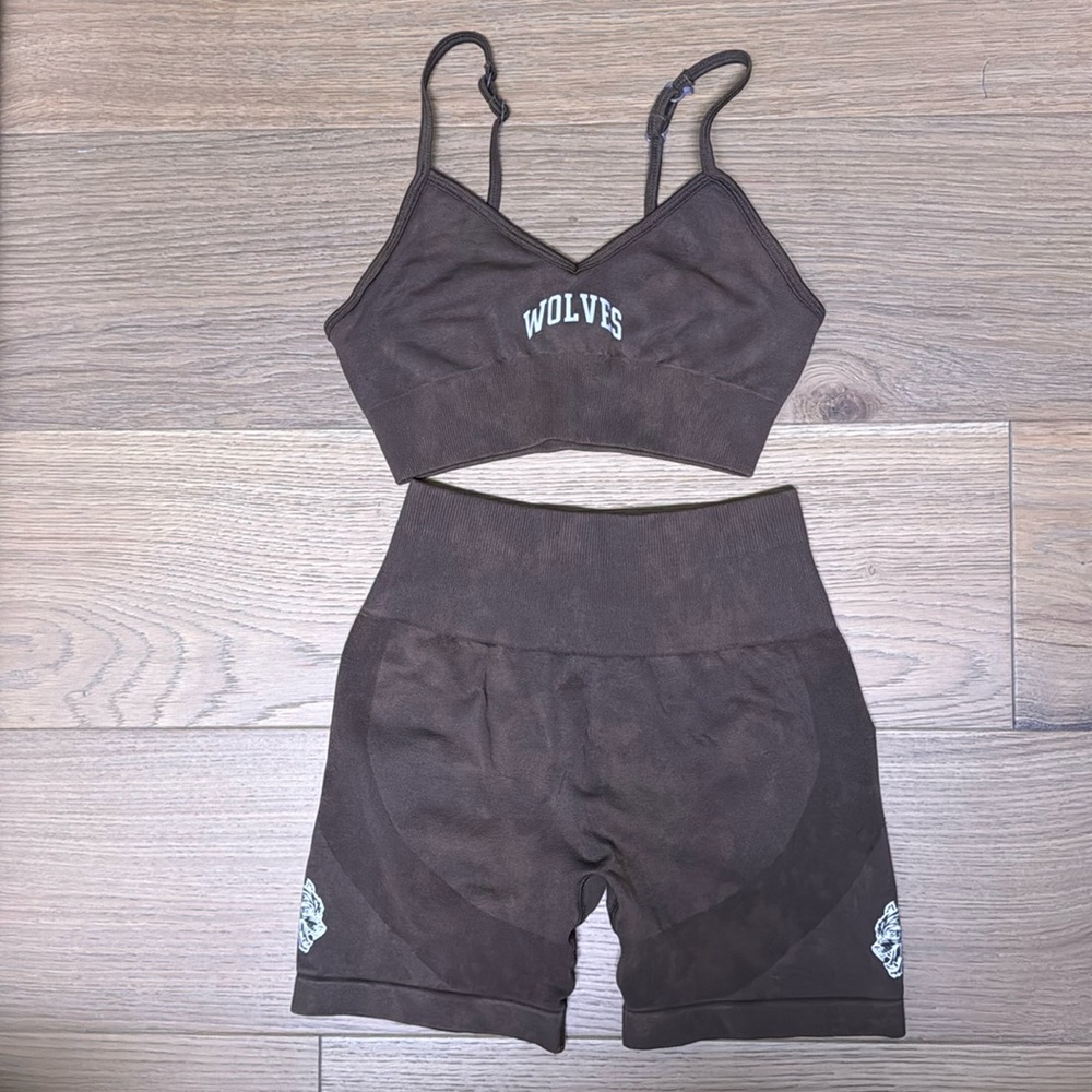 Darc Sport Brown "Wolves" Bra & Shorts Set
